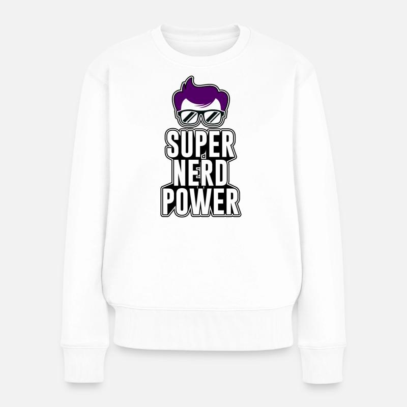 Super Nerd Power. - Frauen Premium Bio Pullover - Weiß