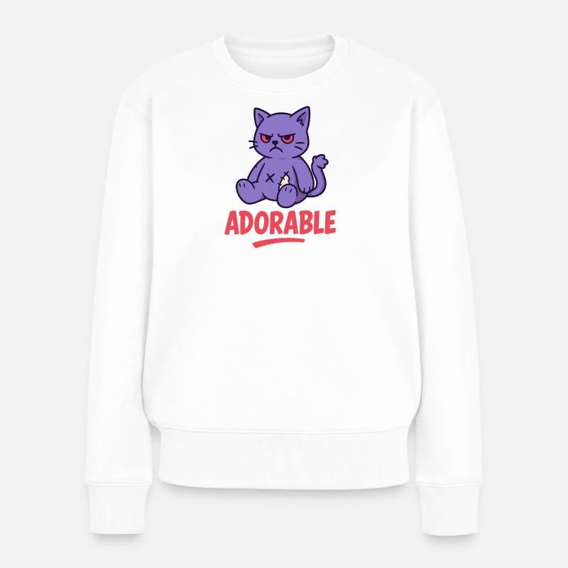 Grumpy Kitty - Frauen Premium Bio Pullover - Weiß