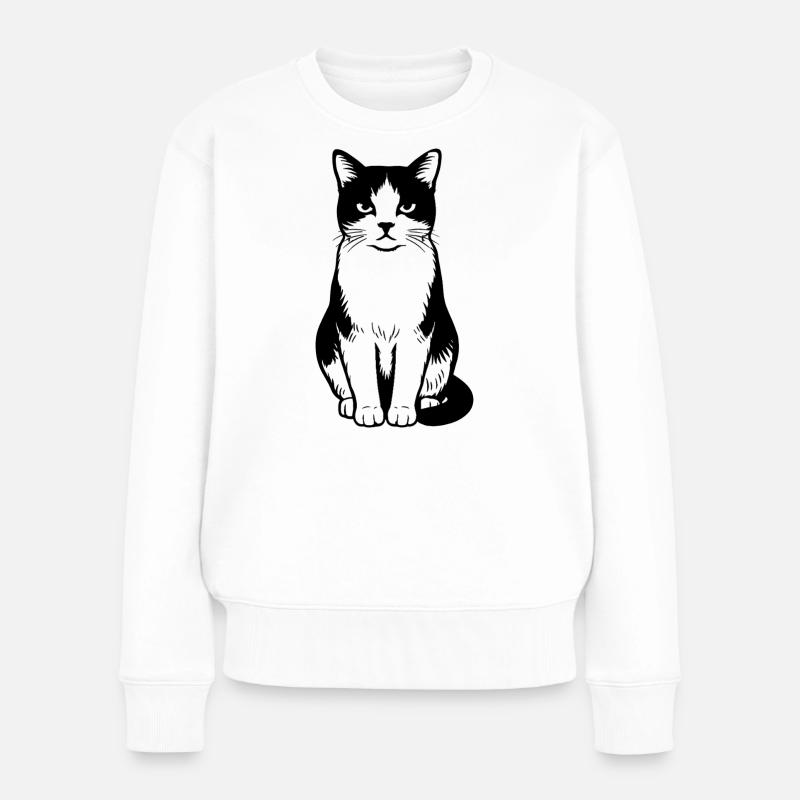 Cat - Frauen Premium Bio Pullover - Weiß