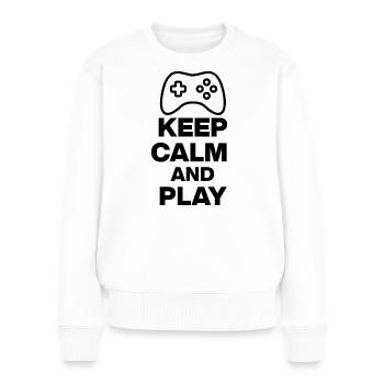 KEEP CALM AND PLAY! NERDLIFE GAMING ONLINE - Women's Premium Organic Jumper - white - Front - Julia (174cm)