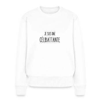 je suis une célibattante - Pull Premium bio Femme - blanc - Devant - Julia (174cm)