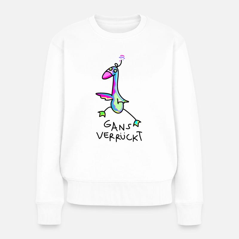 Gans verrückt ( b) - Frauen Premium Bio Pullover - Weiß