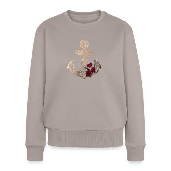 Ancre de rose vintage - Pull Premium bio Femme - taupe - Devant - Julia (174cm)