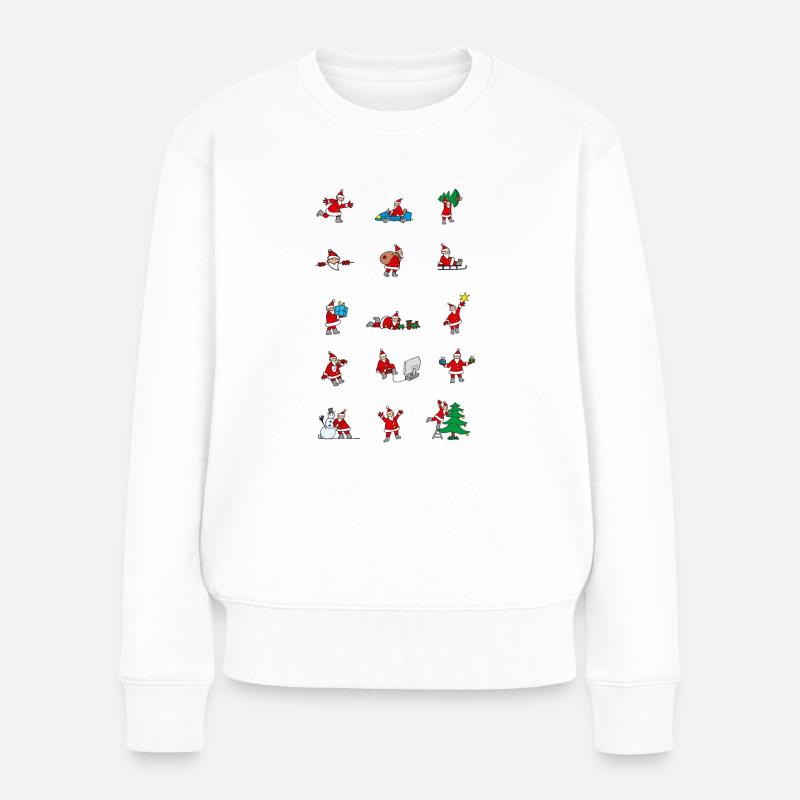 -Weihnachtsmänner - Frauen Premium Bio Pullover - Weiß