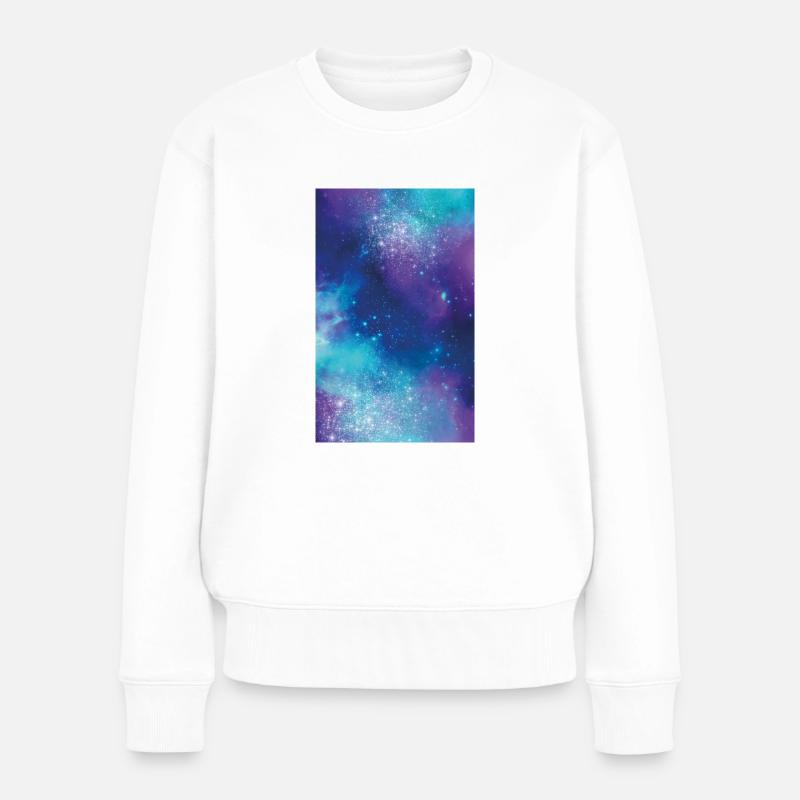 Hülle Universum blau lila türkis - Frauen Premium Bio Pullover - Weiß