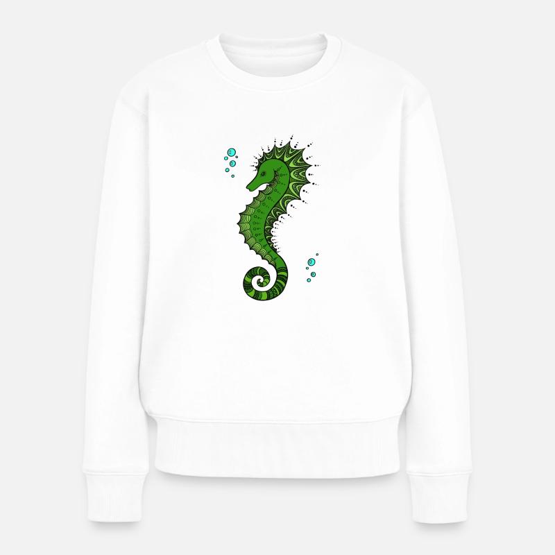 Couleur de l'hippocampe Mandala - Pull Premium bio Femme - blanc