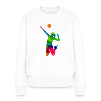 Volleyball girl Bunt - Frauen Premium Bio Pullover - Weiß - Vorne - Julia (174cm)