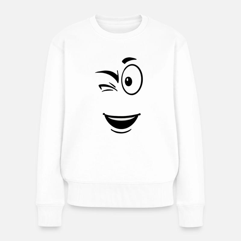 Visage toon clin d’œil - Pull Premium bio Femme - blanc