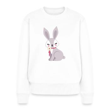 Hase - Frauen Premium Bio Pullover - Weiß - Vorne - Julia (174cm)