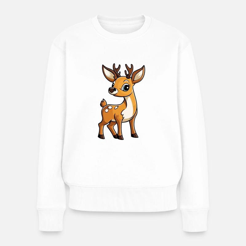 Reh Illustration - Frauen Premium Bio Pullover - Weiß