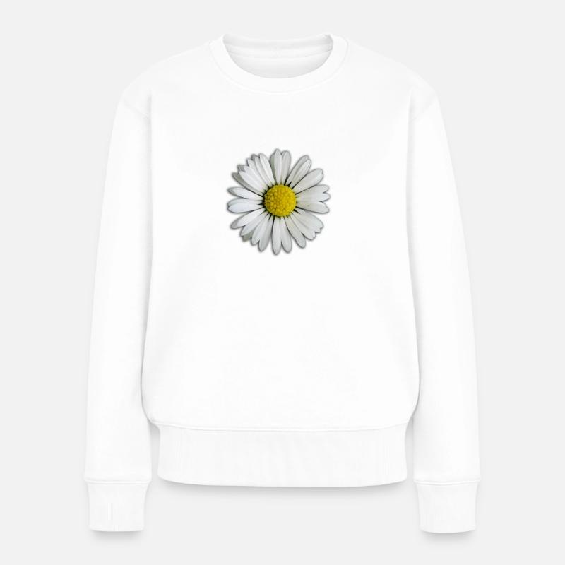 Gänseblümchen - Blume - Frauen Premium Bio Pullover - Weiß