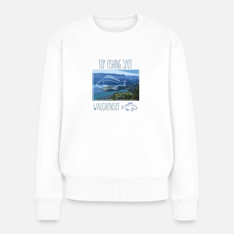 walchensee,see,angeln,fische - Frauen Premium Bio Pullover - Weiß