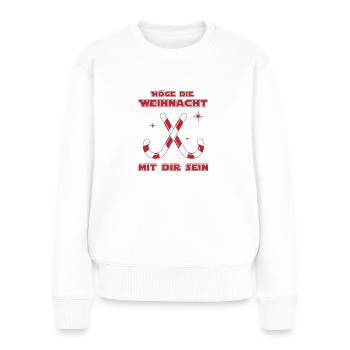 Möge die Weihnacht mit dir sein - Frauen Premium Bio Pullover - Weiß - Vorne - Julia (174cm)