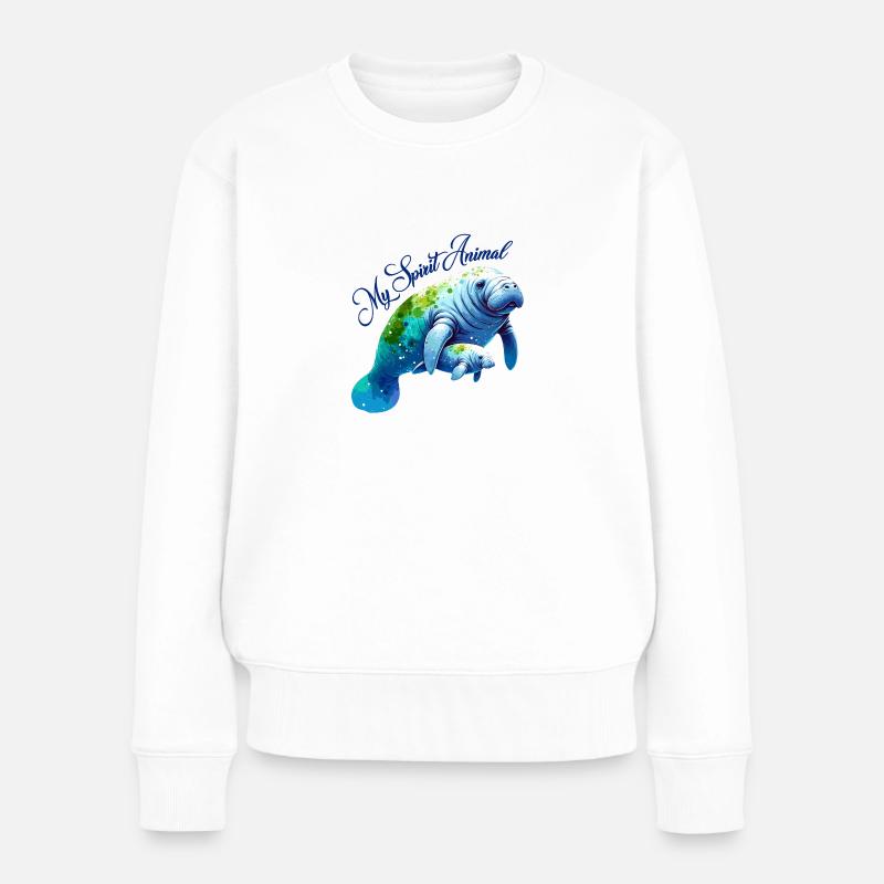 Seekuh mit Kalb - Frauen Premium Bio Pullover - Weiß