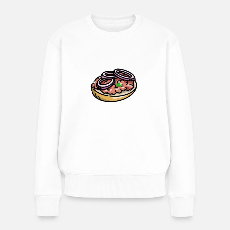 Comic Mettbrötchen Mett Brötchen Zwiebeln German - Frauen Premium Bio Pullover - Weiß
