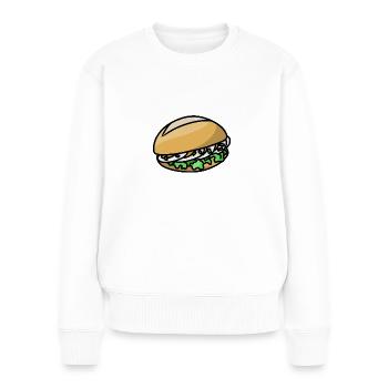 Egg roll garni d’œuf et de ciboulette - Pull Premium bio Femme - blanc - Devant - Julia (174cm)