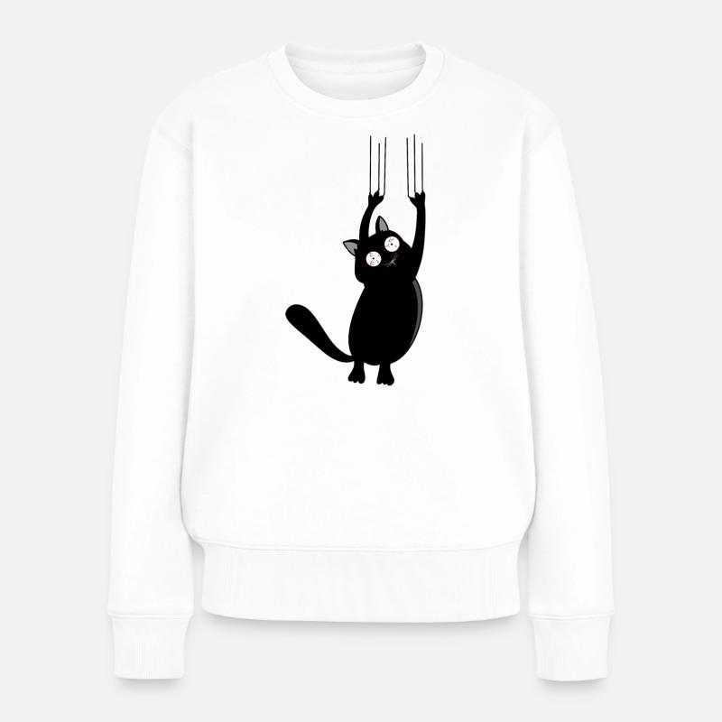 Panic Cat (Black Version) - Frauen Premium Bio Pullover - Weiß