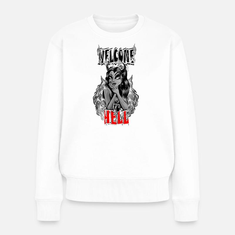 Teufelsfrau - Frauen Premium Bio Pullover - Weiß
