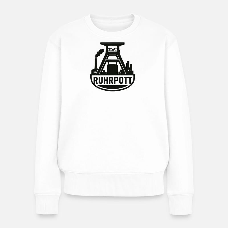 Ruhrpott Industrie Silhouette - Frauen Premium Bio Pullover - Weiß