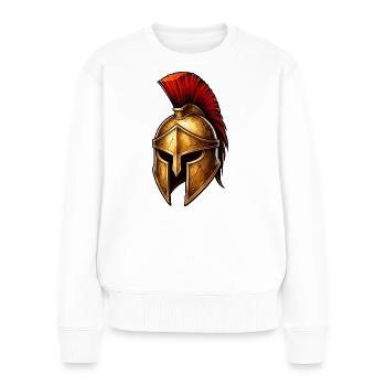 Spartanischer Ritterhelm - Frauen Premium Bio Pullover - Weiß - Vorne - Julia (174cm)