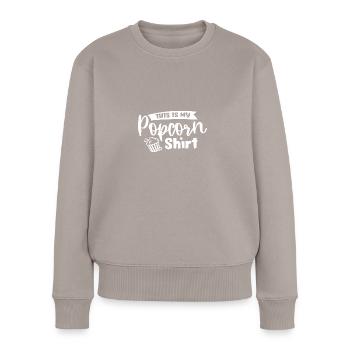 Lustiges Sprichwort „Mais“ - Frauen Premium Bio Pullover - Taupe - Vorne - Julia (174cm)