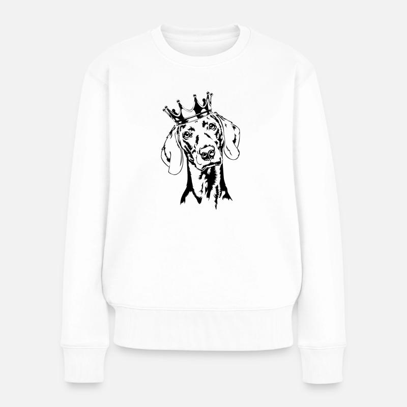 Weimaraner Krone Hunde Hund Wilsigns - Frauen Premium Bio Pullover - Weiß