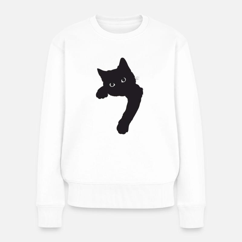 Chat noir mignon - Pull Premium bio Femme - blanc