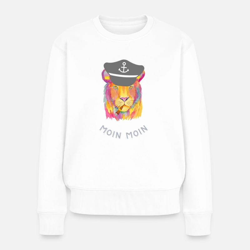 Hamburger Löwe Moin - Frauen Premium Bio Pullover - Weiß