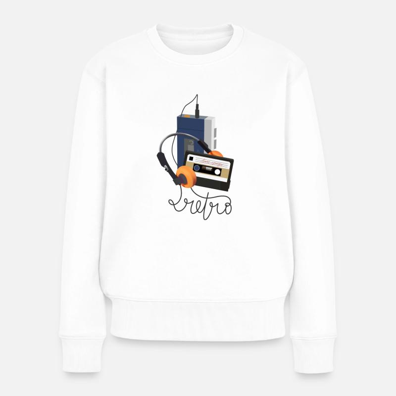 Retro Walkman - Frauen Premium Bio Pullover - Weiß