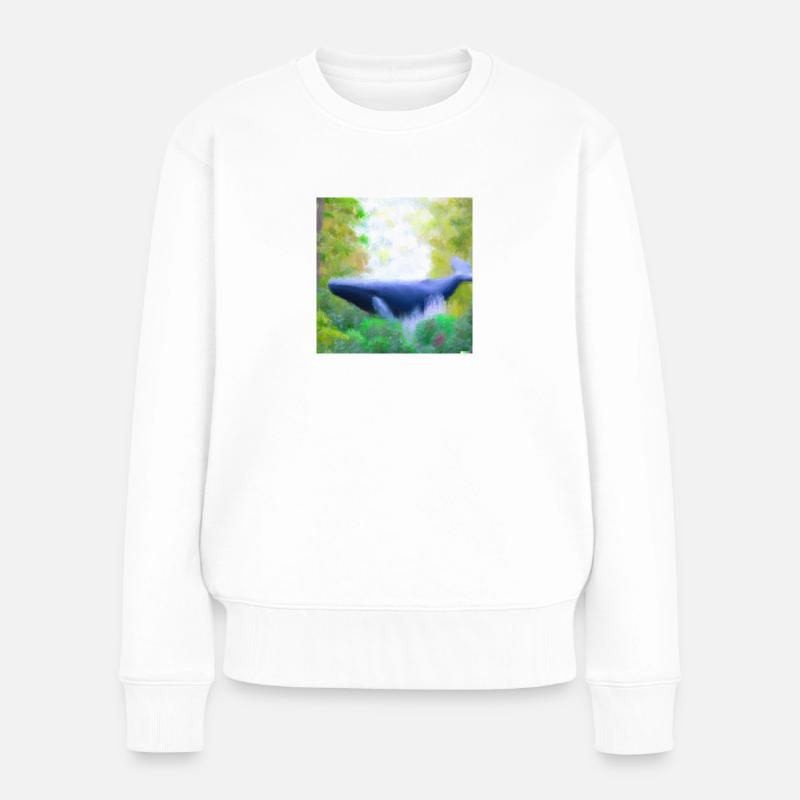 Waal im Stil von Monet - Frauen Premium Bio Pullover - Weiß