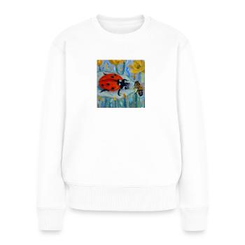 Marienkäfer und Biene - Frauen Premium Bio Pullover - Weiß - Vorne - Julia (174cm)