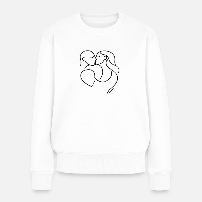 Küssendes Paar - Lovers - Frauen Premium Bio Pullover - Weiß