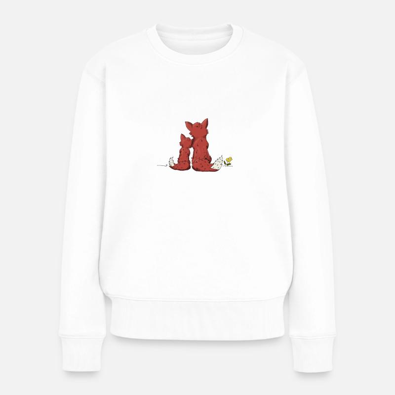 Fuchs Mutter Kind Vater Kind kuscheln - Frauen Premium Bio Pullover - Weiß