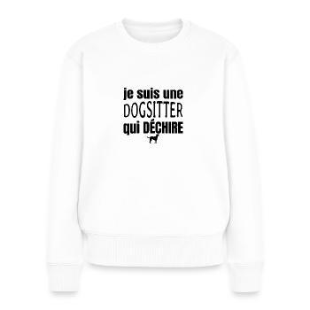 dogsitter qui déchire - Pull Premium bio Femme - blanc - Devant - Julia (174cm)