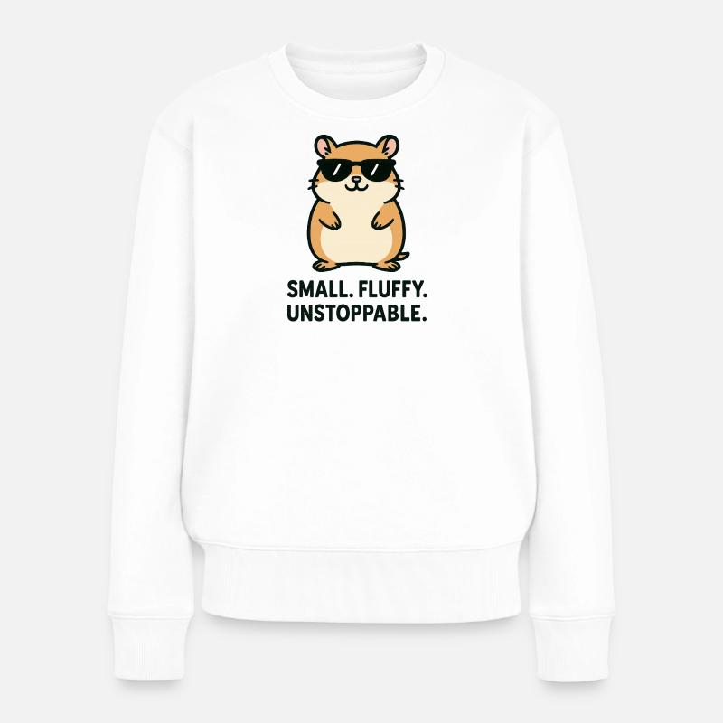 Kleiner Trendsetter Hamster mit Sonnenbrille - Frauen Premium Bio Pullover - Weiß