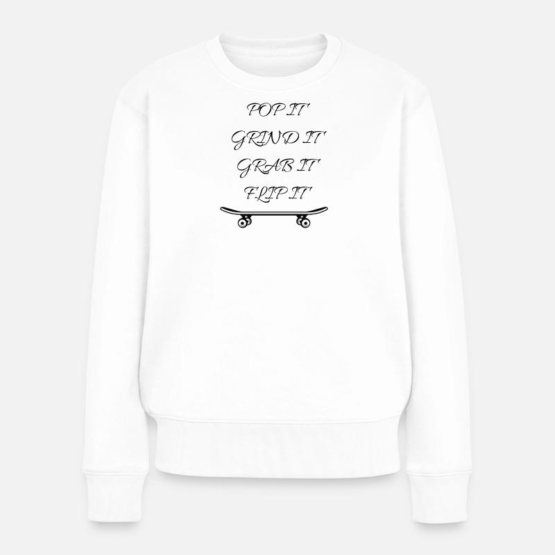 Profil minimaliste du skateboard - Pull Premium bio Femme - blanc