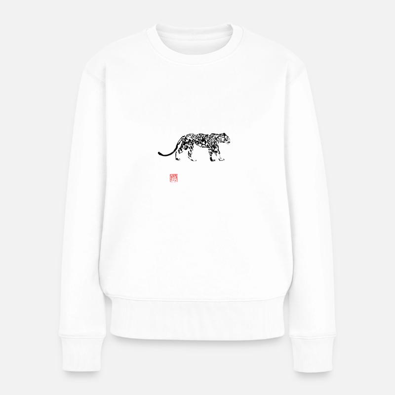Schneeleopard - Frauen Premium Bio Pullover - Weiß