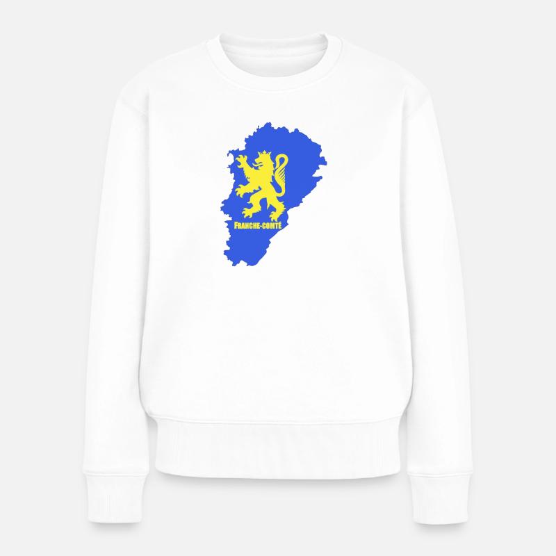 Carte Franche-Comté + lion - Pull Premium bio Femme - blanc