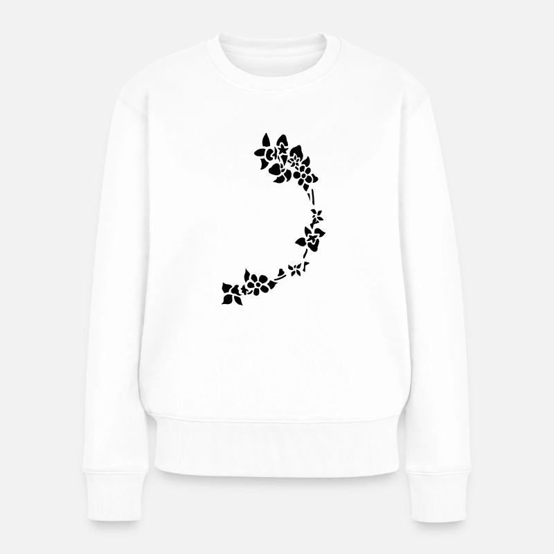 Blumenranke - Frauen Premium Bio Pullover - Weiß