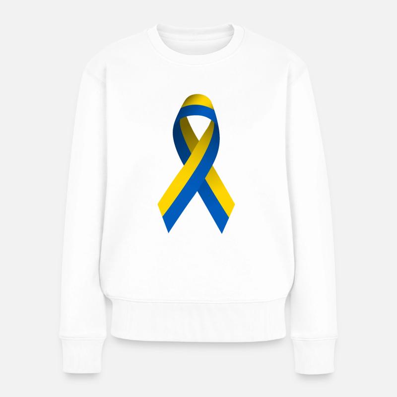 Schleife Ukraine - Frauen Premium Bio Pullover - Weiß