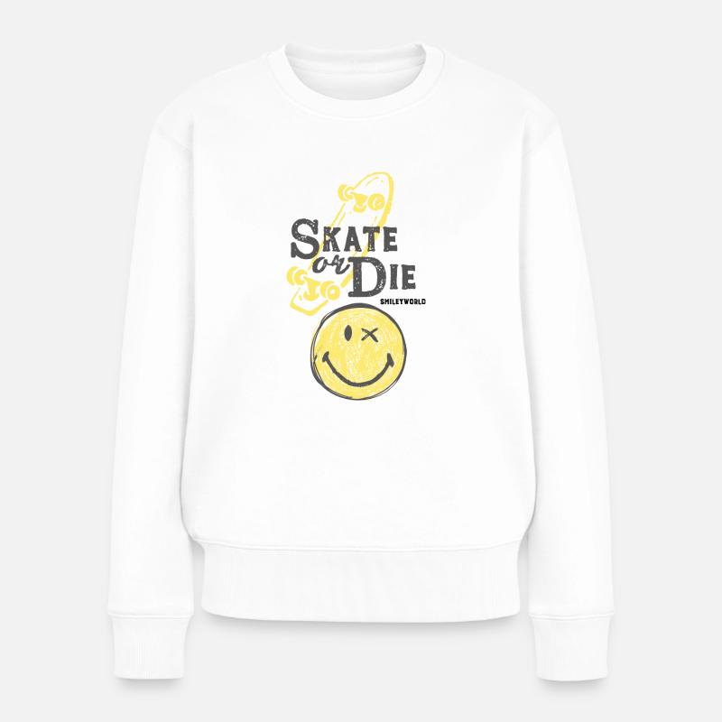 smile ,smiley,graffiti,skate,swfa21,skateboard - Frauen Premium Bio Pullover - Weiß