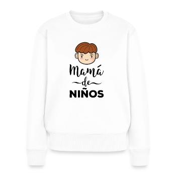 Mama von Jungen Geschenk Mutter Muttertag - Frauen Premium Bio Pullover - Weiß - Vorne - Julia (174cm)