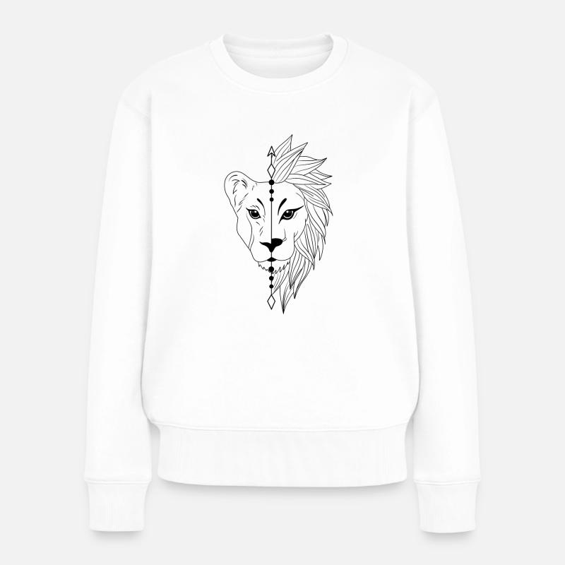 Löwe - Frauen Premium Bio Pullover - Weiß