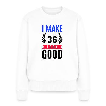 look good 36 - Frauen Premium Bio Pullover - Weiß - Vorne - Julia (174cm)