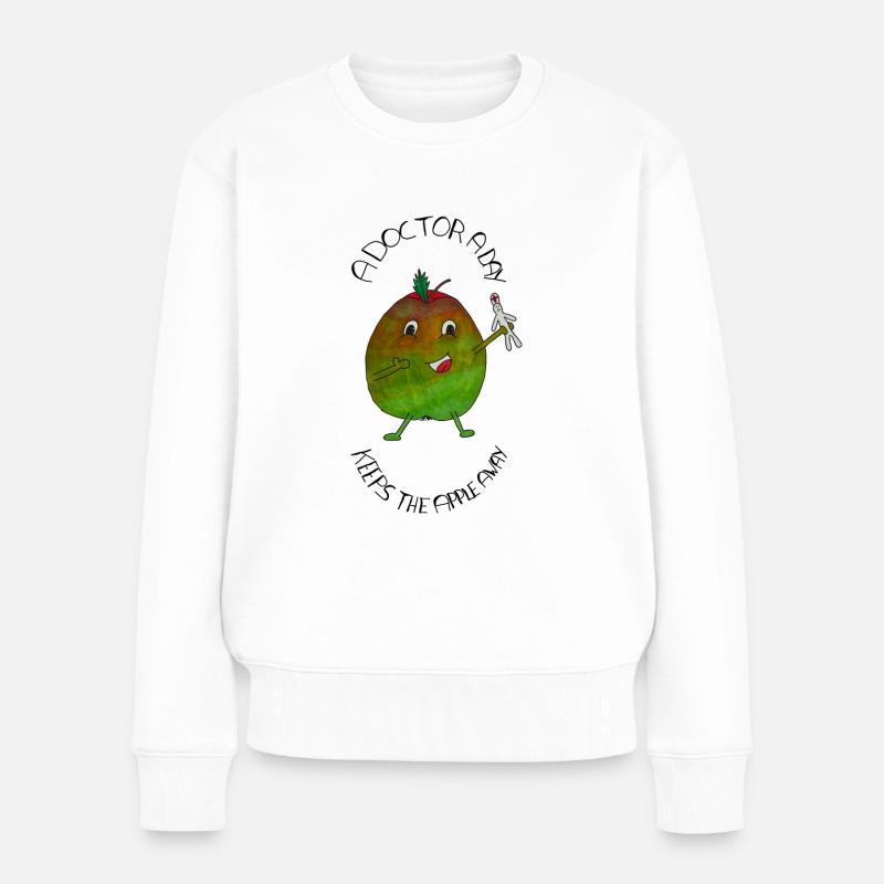 A Doctor a day keeps the Apple away - Frauen Premium Bio Pullover - Weiß