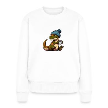 Baby Tea Rex Dino Dinosaurier Beanie Mütze Tee - Frauen Premium Bio Pullover - Weiß - Vorne - Julia (174cm)