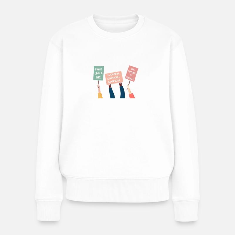feminist protest - Frauen Premium Bio Pullover - Weiß