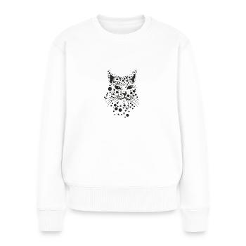Katze Katzengesicht im Punktdesign - Frauen Premium Bio Pullover - Weiß - Vorne - Julia (174cm)