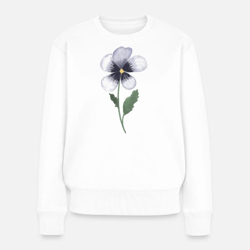Stiefmütterchen Veilchen - Frauen Premium Bio Pullover - Weiß