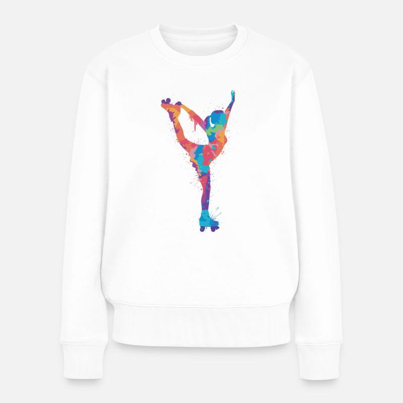 Rollschuh Roller Skating Damen Kinder Rollschuhe - Frauen Premium Bio Pullover - Weiß